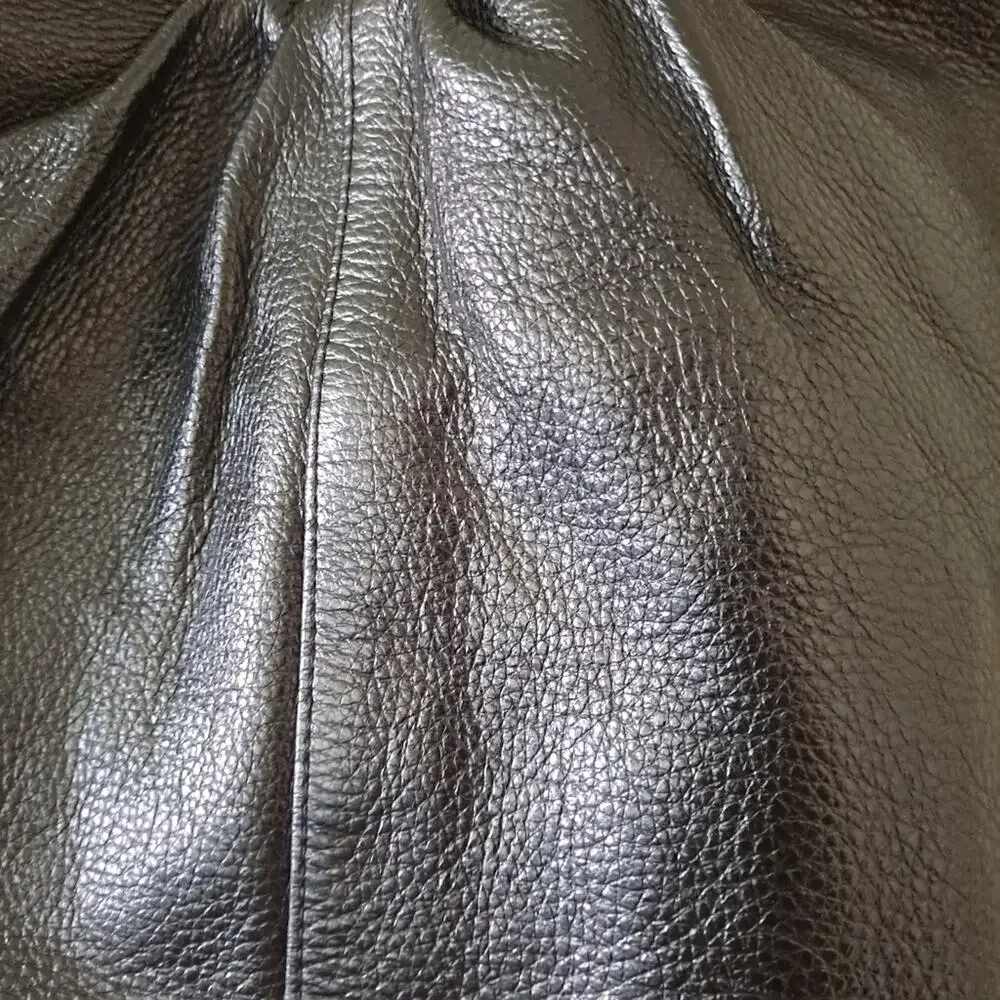 Elliott Lucca Black Leather Double Strap Medium Purse / Bag with Zip & Snap Lock